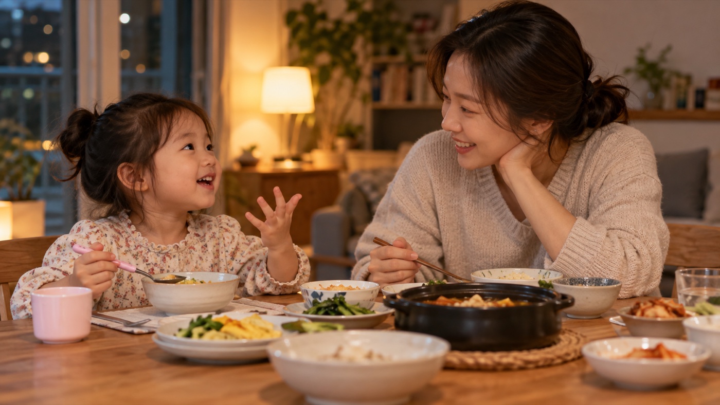 식탁에서 아이와 대화하는 법: 질문 공세보다 주고받기